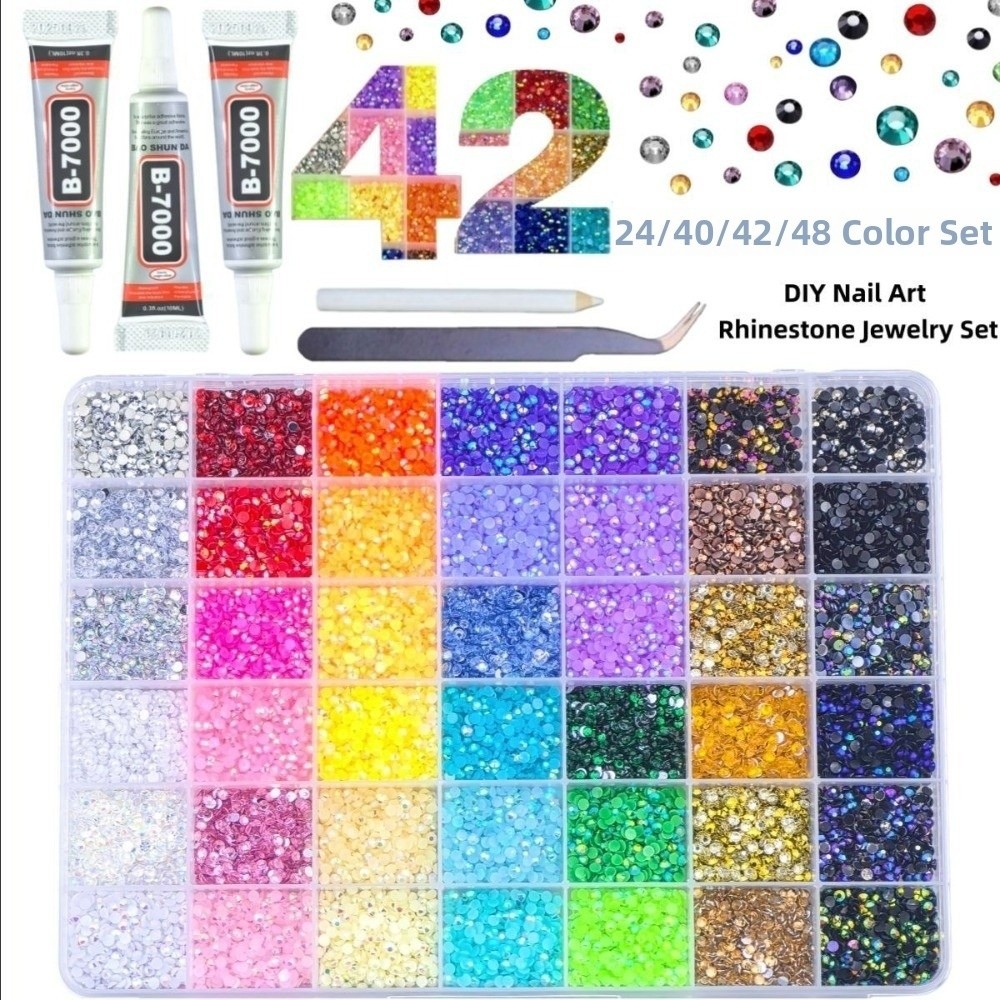 Nail Art Jelly - مجموعة أحجار الراين الراتنجية متعددة الألوان،