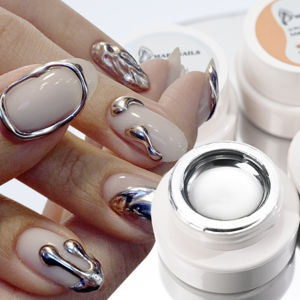 Nail Art Glossy - طلاء أظافر جل معدني فضي وذهبي