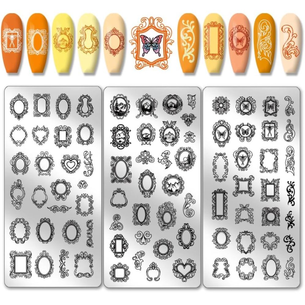 Nail Art Motif - 3 قطع منقوشات أظافر بتصميمات عتيقة