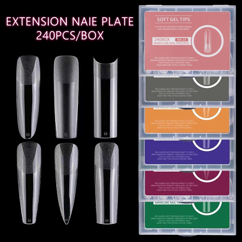 Nail Art Xxl - 240 قطعة XXL طويل مربع كامل