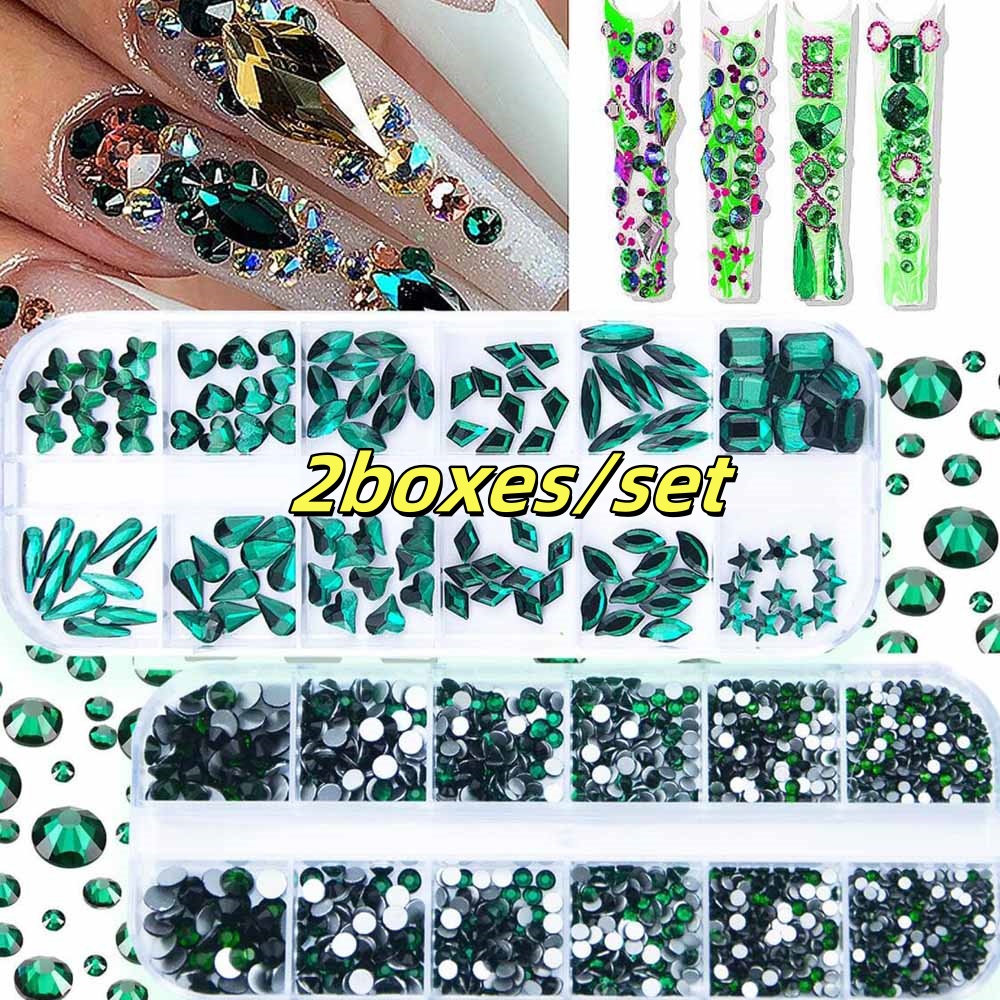 2 صناديق الزمرد الأخضر مسمار ا - مراجعة Nail Art Emerald Green وسعره
