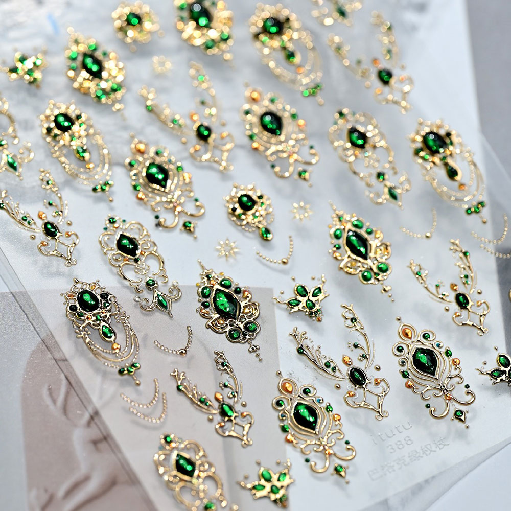 5D تنقش أحجار كريمة من الزمرد  - مراجعة Nail Art Emerald Green وسعره