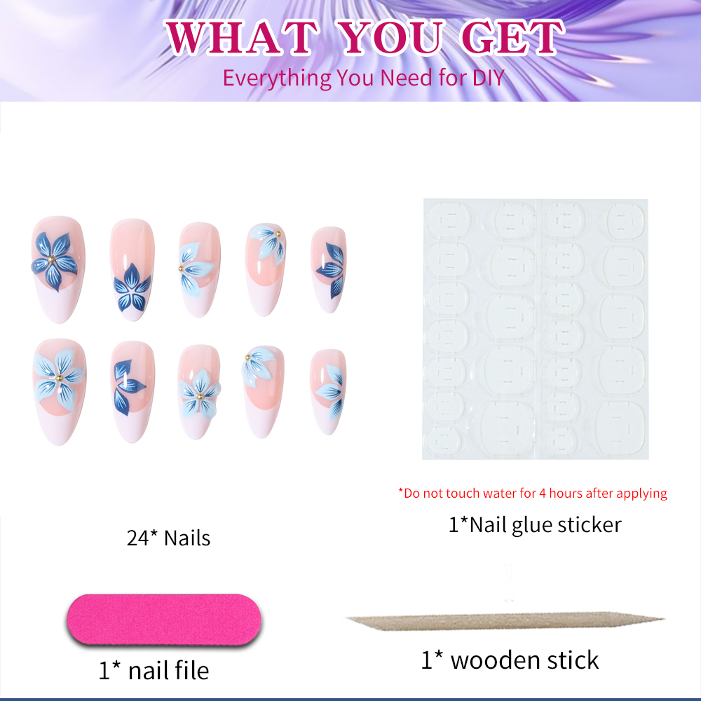 24 قطعة من زهرة اللوز ثلاثية ا - مراجعة Nail Art Jelly وسعره
