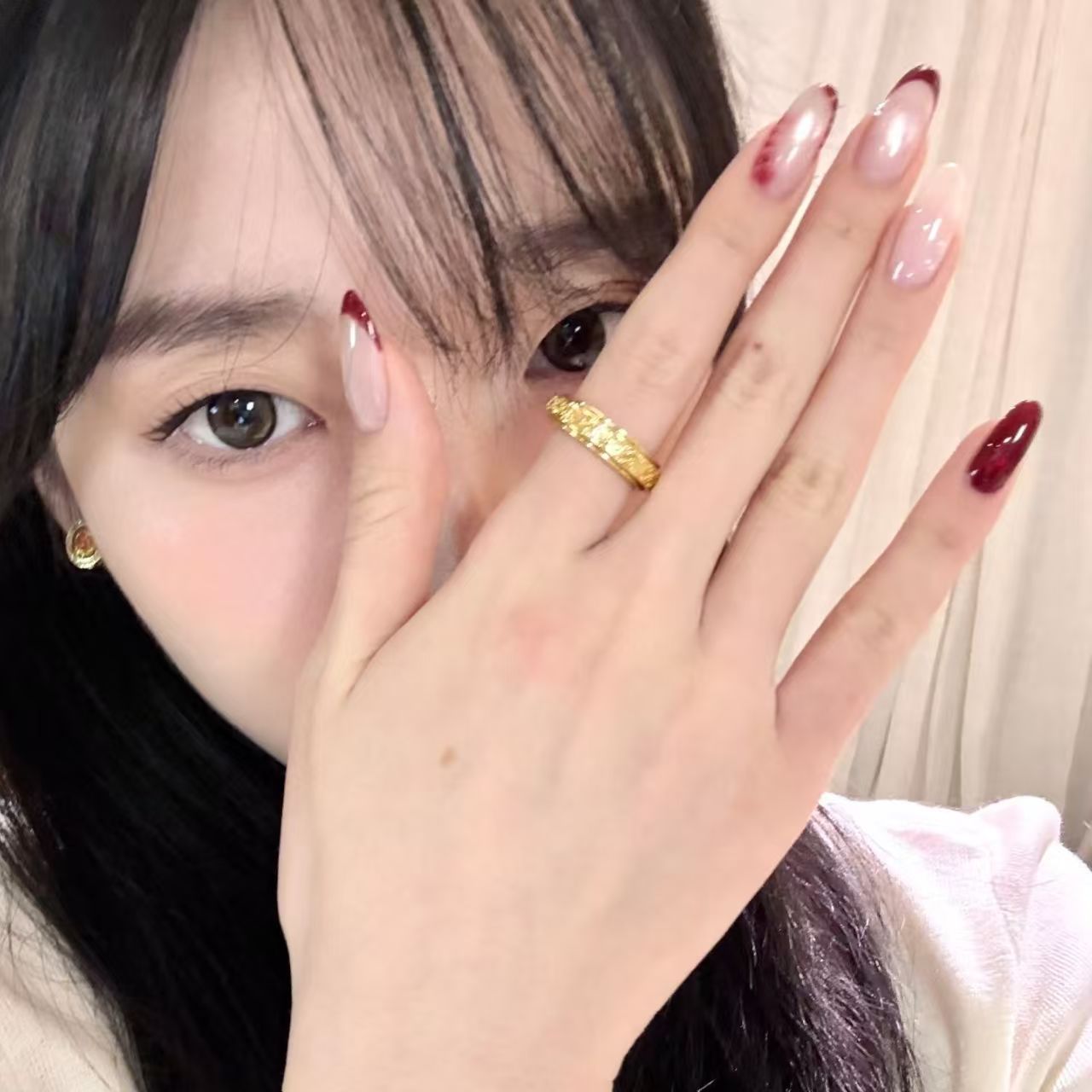 10 قطعة الصحافة البيضاوية اليد - مراجعة Nail Art Red Wine Cat Eye وسعره