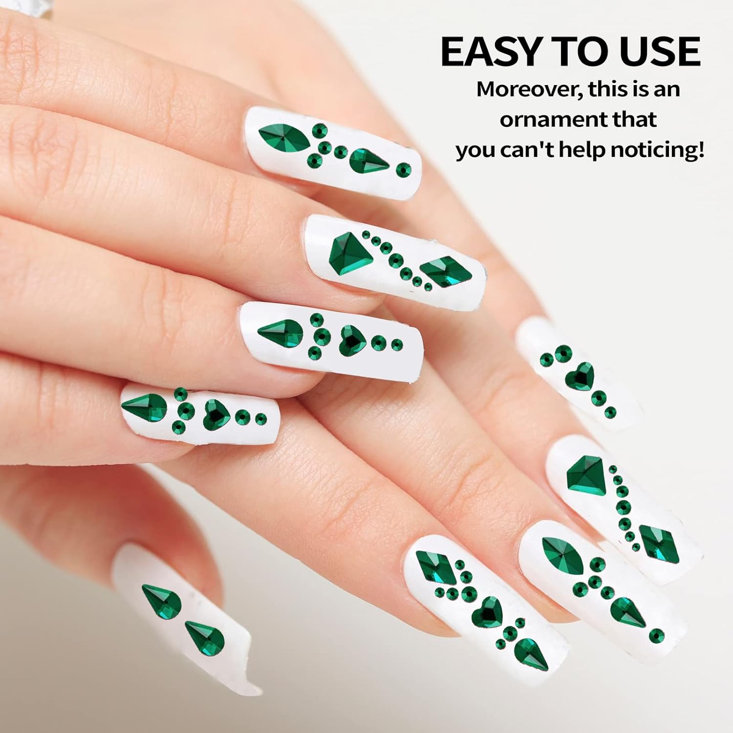 12 شبكة من أحجار الراين المسطح - مراجعة Nail Art Emerald Green وسعره