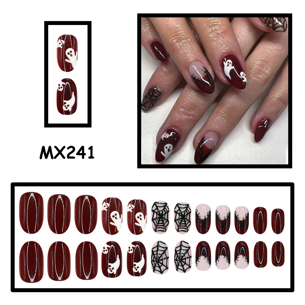 24 قطعة أظافر صناعية للهالوين  - مراجعة Nail Art Burgundy وسعره