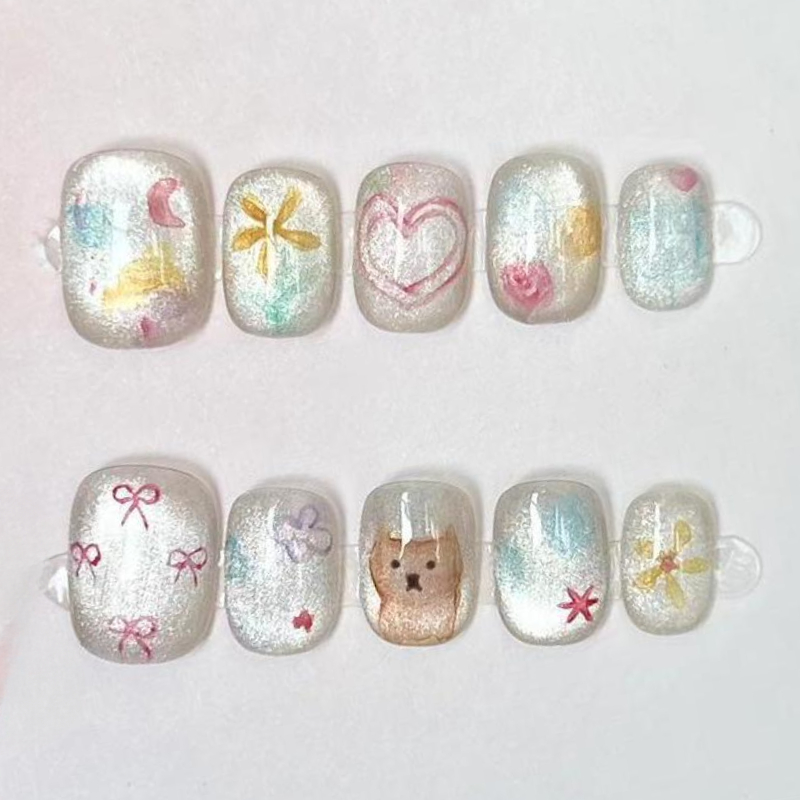 10 قطعة لطيف قصير مستدير اليدو - مراجعة Nail Art Glossy وسعره