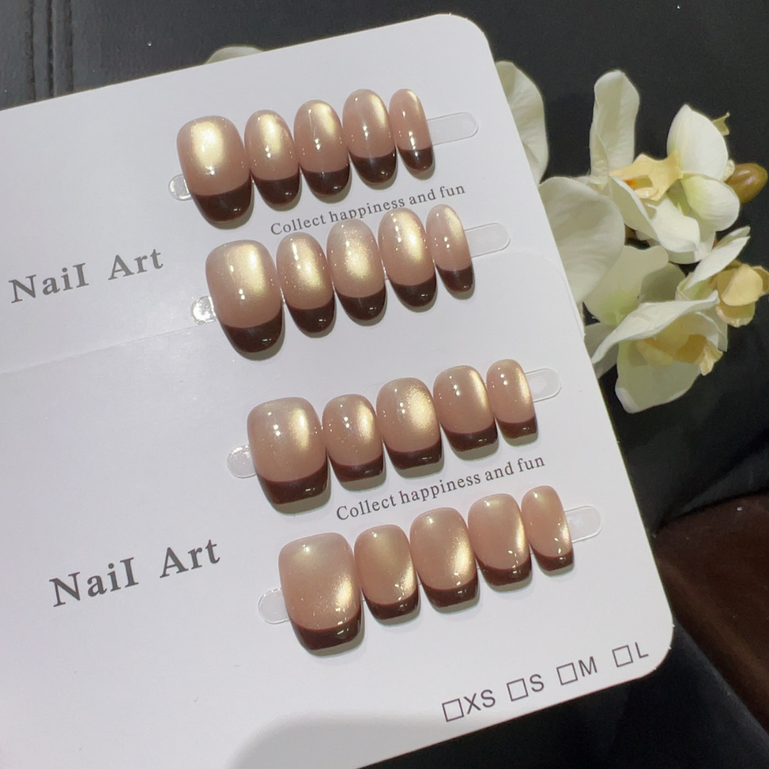 10 قطع من الضغط الفرنسي القصير - مراجعة Nail Art Red Wine Cat Eye وسعره