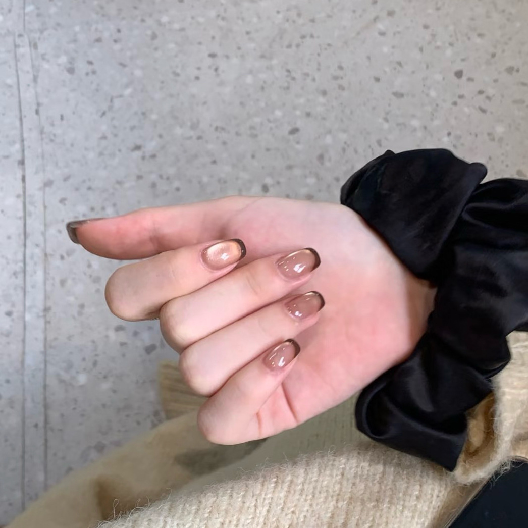 10 قطع من الضغط الفرنسي القصير - مراجعة Nail Art Red Wine Cat Eye وسعره