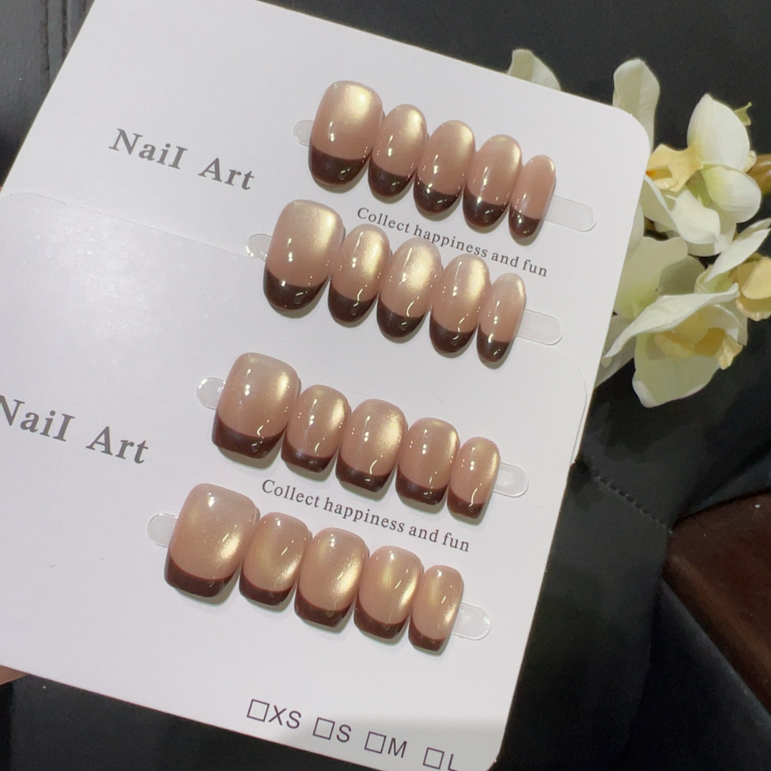 10 قطع من الضغط الفرنسي القصير - مراجعة Nail Art Red Wine Cat Eye وسعره