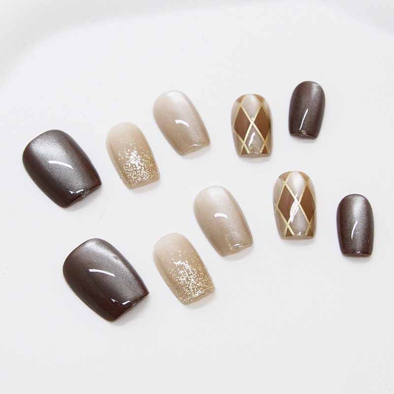 10 قطعة النبيذ الأحمر اليدوية  - مراجعة Nail Art Red Wine Cat Eye وسعره