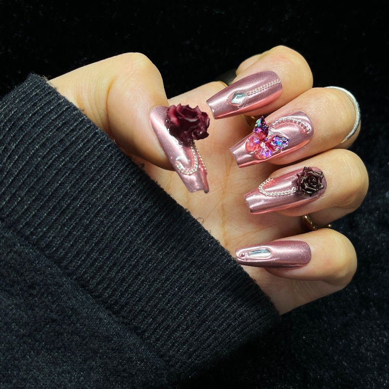 10 قطعة الذهب الوردي الصحافة ع - مراجعة Nail Art Burgundy وسعره