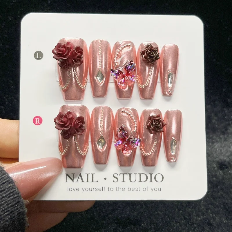 10 قطعة الذهب الوردي الصحافة ع - مراجعة Nail Art Burgundy وسعره